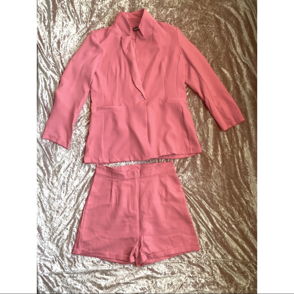 Pink Blazer & High waist short set💕